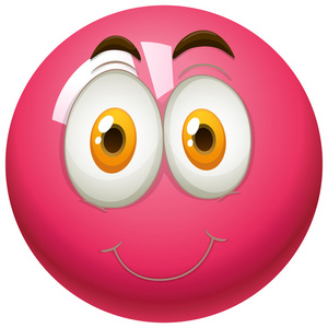 幸福的脸上粉红色的球