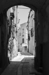 旧城中世纪街道复古细节黑色和白色