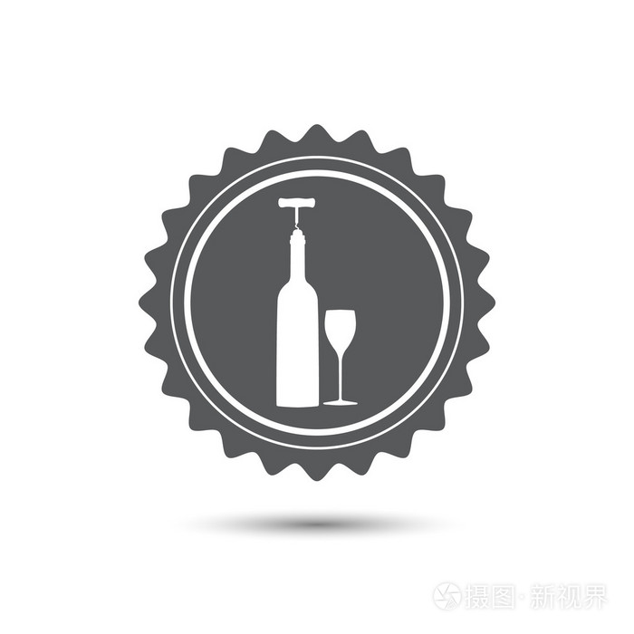 矢量图标相关葡萄酒包括酒瓶, 酒杯