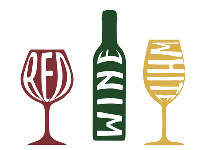 红色与白色葡萄酒分离酒符号集合