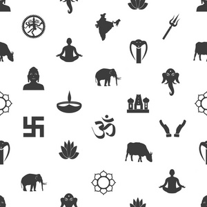 印度教的宗教符号灰色无缝模式 eps10