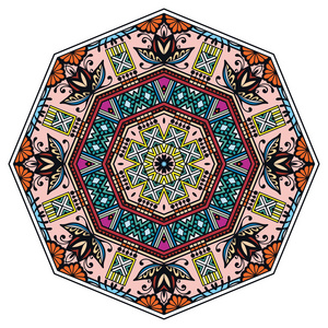 圆的装饰 部落民族阿拉伯印度风格 八曼荼罗指出圆形抽象花卉图案