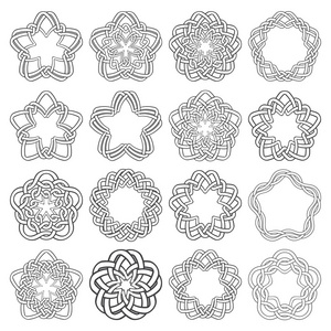 十六个五角形装饰元素条纹编织