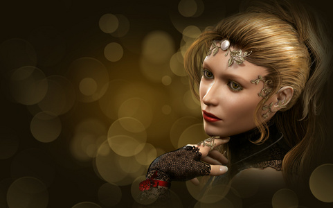 金发碧眼的女士，3d Cg 的画像 