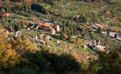 Mystras 拜占庭城堡镇的废墟