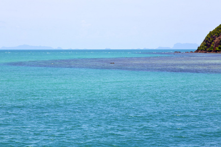 帕岸湾海岸线的绿色泻湖和树