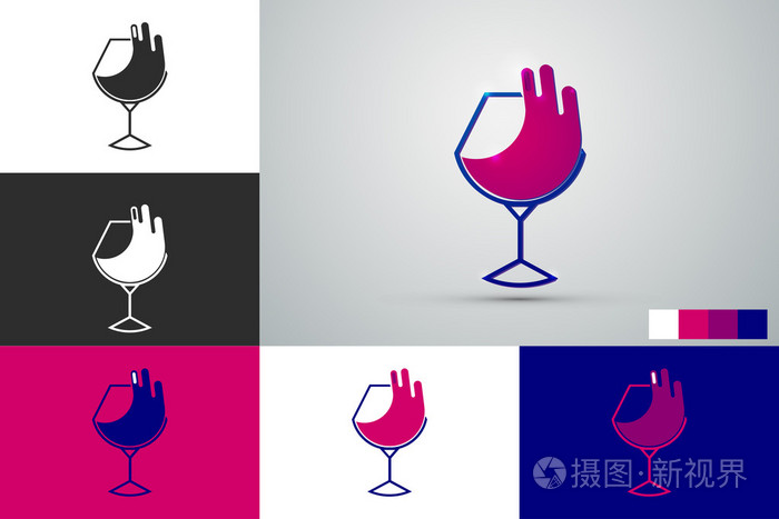 矢量logo 设计-葡萄酒杯