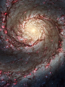 旋涡星系。光从发光氢气排放