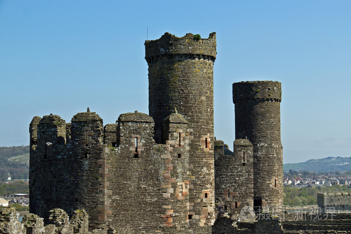 康威城堡堡垒石头墙和塔