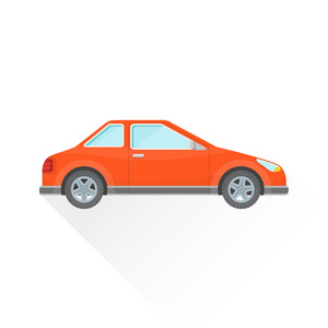矢量平红色跑车车身体风格的插图 ico