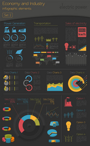 经济和工业。电力。工业信息图表透射电镜