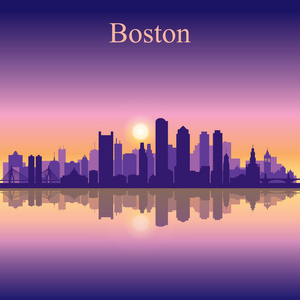 波士顿市的天际线轮廓背景