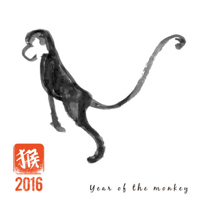 中国书法年的猴子矢量图片