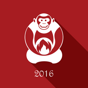 中国的生肖年的猴子设计。贺卡