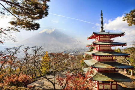 日本富士山秋天的色彩。