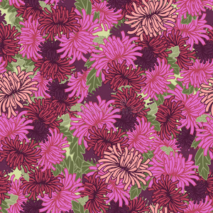 抽象花卉无缝图案。很多花，像紫菀或c