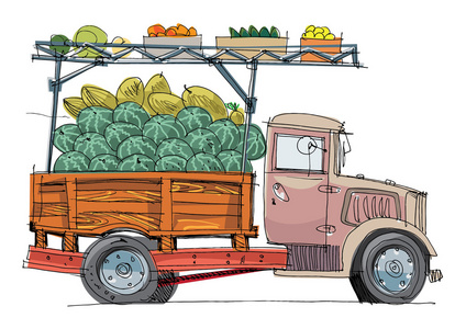 车辆全部的水果和蔬菜