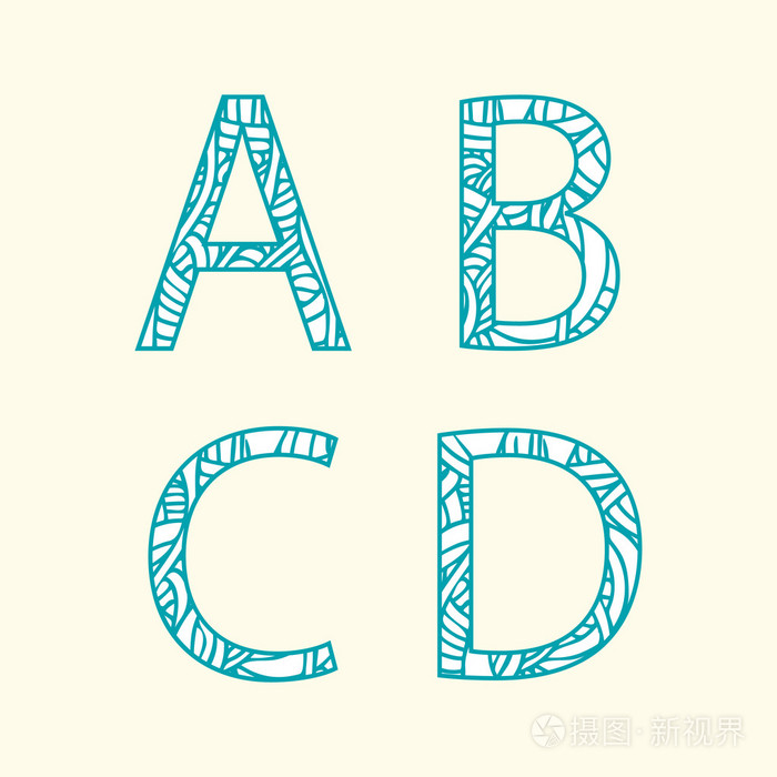涂鸦字母表. 字母abcd.
