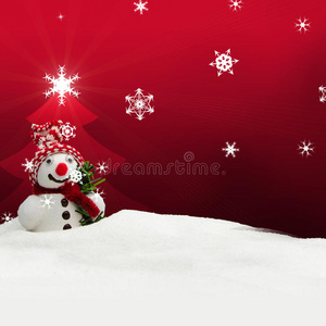 雪人圣诞快乐红