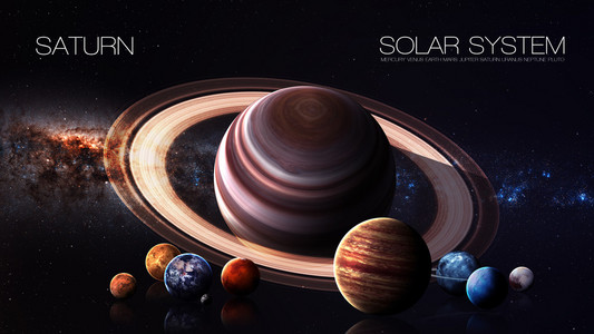 土星5k分辨率信息图表显示了太阳能系统之一。