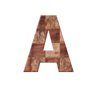 木镶木地板字母表字母符号A.分离在白色背景上