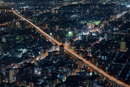 大阪的城市景观夜景