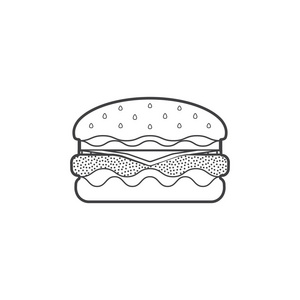 大纲的快餐食品汉堡包图标它制作图案
