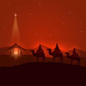 晚上背景与基督教的圣诞场景