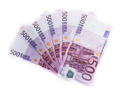 500 欧元法案欧元纸币钱。欧洲联盟货币
