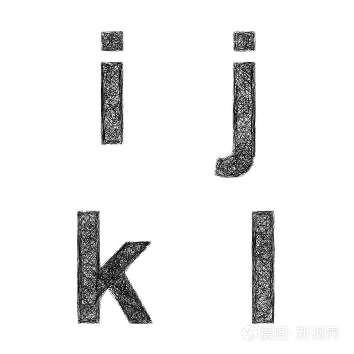素描字体集-小写字母, j, k, l