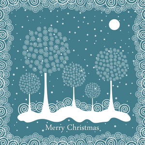 冬天树上圣诞明信片背景图片
