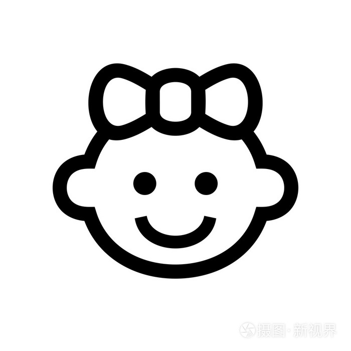 女孩婴儿脸图标标识.矢量
