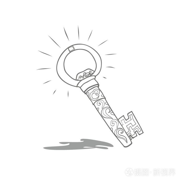 一把旧钥匙素描画