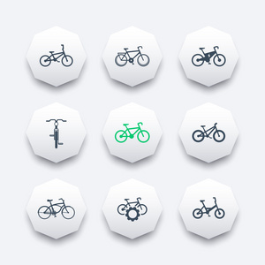 自行车自行车自行车电动自行车肥胖自行车八边形图标