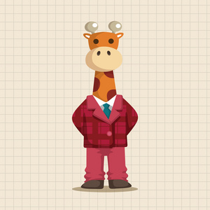 动物长颈鹿工人卡通主题元素图标元素