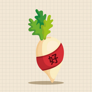 中国农历新年的主题元素，幸运白萝卜与中国图标元素