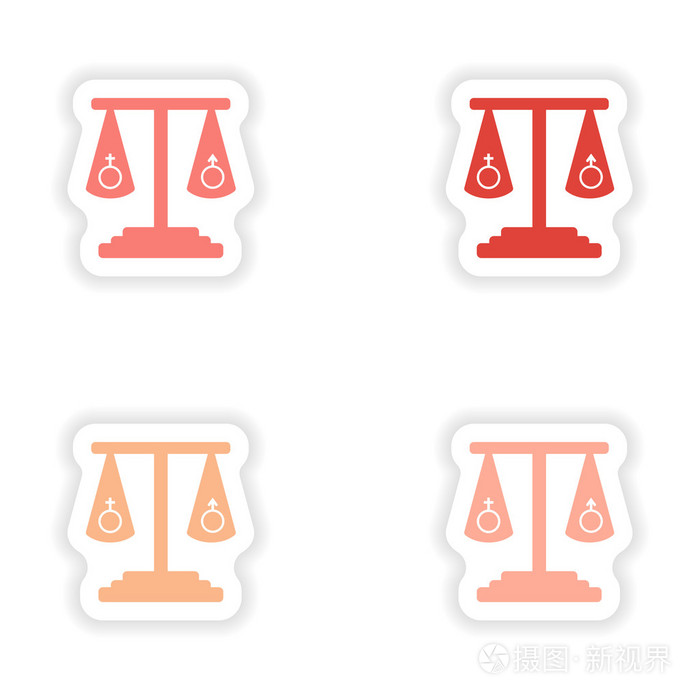 本文有关两性平等的大会现实贴纸设计插画-正版商用1