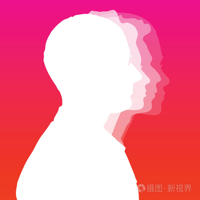 头上人脸的侧面剪影