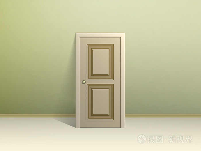 靠近墙的米色镶板的门