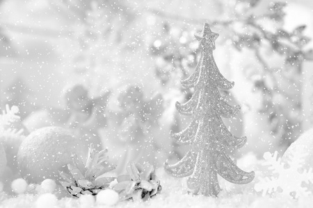 圣诞背景与树和装饰