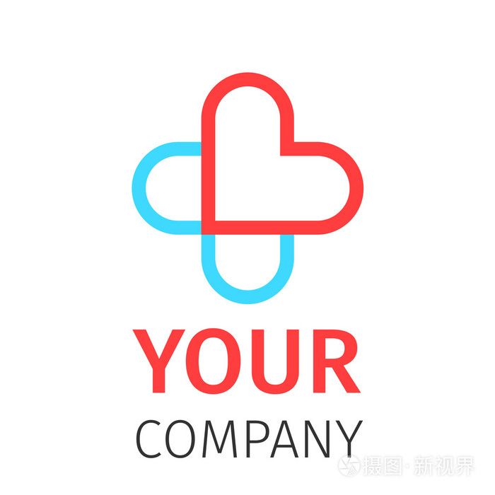 药学,医学,医疗十字抽象矢量 logo 设计模板