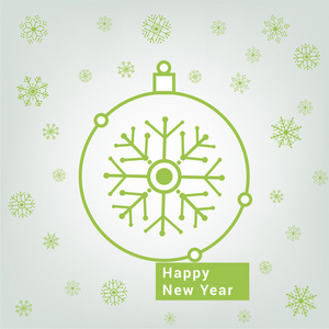 圣诞节树玩具，快乐新的一年，线极简主义风格贺卡，美丽优雅的设计，矢量图