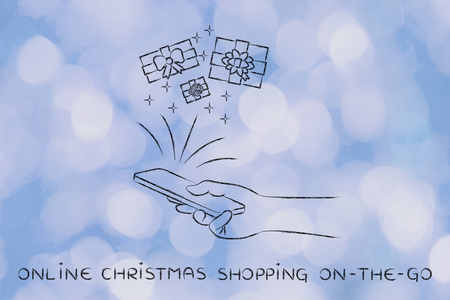 在线圣诞节购物去 illustrati