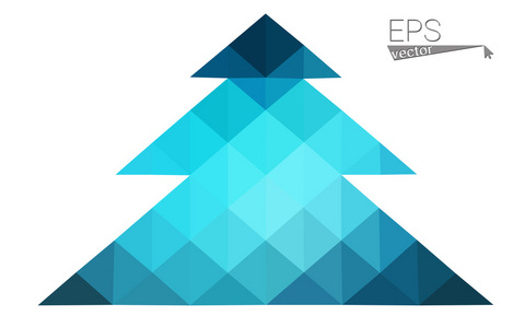 暗蓝色低多边形风格圣诞树矢量图由三角形组成。抽象的三角形多边形折纸或水晶设计新的一年的庆祝活动。白色背景上孤立