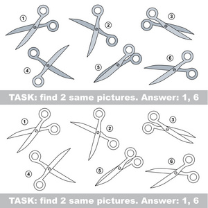 视觉的游戏。找到隐藏的几剪刀