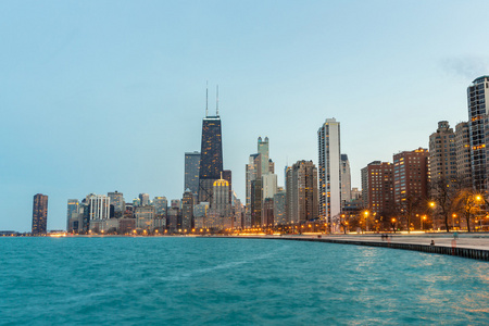 黄昏的芝加哥视图