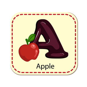 孤立的手语字母 A 苹果的插图