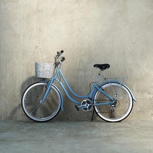 老式浪漫蓝色自行车