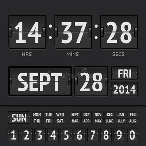 模拟黑色记分板数字周计时器