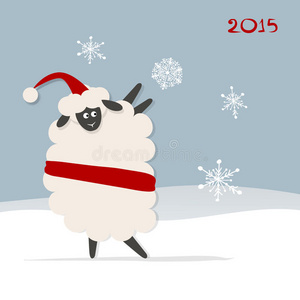 有趣的羊圣诞老人，2015年新年的象征